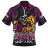 Queensland Maroons Zip Polo Shirt Dark Moon Rugby Halloween Battle Edition
