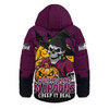 Queensland Maroons Hooded Padded Jacket Dark Moon Rugby Halloween Battle Edition