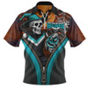 Port Adelaide Zip Polo Shirt Halloween Night Reaper Zipper