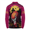 Brisbane Lions Long Sleeve Polo Shirt Full Moon Fever Halloween Supporter