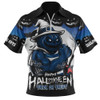 Geelong Cats Zip Polo Shirt Dark Pumpkin Halloween Spirit Geelong Cats Zip Polo Shirt Dark Pumpkin Halloween Spirit
