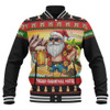 Australia Baseball Jacket Christmas Santa Beer Cheers Style