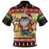 Australia Zip Polo Shirt Christmas Santa Beer Cheers Style