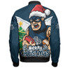 Carlton Bomber Jacket Santa Scoring Touchdown On Christmas Game Day
