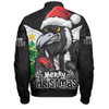 Collingwood Bomber Jacket Santa Scoring Touchdown On Christmas Game Day
