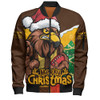Hawthorn Bomber Jacket Santa Scoring Touchdown On Christmas Game Day