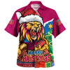 Brisbane Lions Hawaiian Shirt Santa Scoring Touchdown On Christmas Game Day