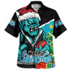 Port Adelaide Hawaiian Shirt Santa Scoring Touchdown On Christmas Game Day