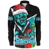Port Adelaide Long Sleeve Shirt Santa Scoring Touchdown On Christmas Game Day