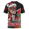 St Kilda T-Shirt Santa Scoring Touchdown On Christmas Game Day