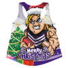 Fremantle Women Racerback Singlet Santa Scoring Touchdown On Christmas Game Day