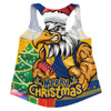 West Coast Eagles Women Racerback Singlet Santa Scoring Touchdown On Christmas Game Day