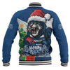 Geelong Cats Baseball Jacket Santa Scoring Touchdown On Christmas Game Day