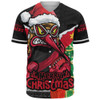 Essendon Baseball Shirt Santa Scoring Touchdown On Christmas Game Day