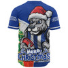 North Melbourne Baseball Shirt Santa Scoring Touchdown On Christmas Game Day