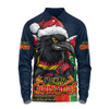 Adelaide Crows Long Sleeve Polo Shirt Santa Scoring Touchdown On Christmas Game Day