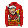 Gold Coast SUNS Long Sleeve Polo Shirt Santa Scoring Touchdown On Christmas Game Day