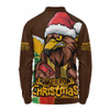 Hawthorn Long Sleeve Polo Shirt Santa Scoring Touchdown On Christmas Game Day