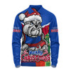 Western Bulldogs Long Sleeve Polo Shirt Santa Scoring Touchdown On Christmas Game Day