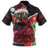 Essendon Zip Polo Shirt Santa Scoring Touchdown On Christmas Game Day