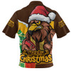 Hawthorn Zip Polo Shirt Santa Scoring Touchdown On Christmas Game Day