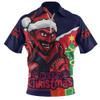 Melbourne Zip Polo Shirt Santa Scoring Touchdown On Christmas Game Day