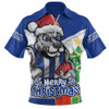 North Melbourne Zip Polo Shirt Santa Scoring Touchdown On Christmas Game Day