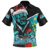 Port Adelaide Zip Polo Shirt Santa Scoring Touchdown On Christmas Game Day