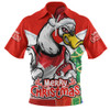 Sydney Swans Zip Polo Shirt Santa Scoring Touchdown On Christmas Game Day