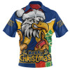 West Coast Eagles Zip Polo Shirt Santa Scoring Touchdown On Christmas Game Day