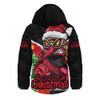 Essendon Hooded Padded Jacket Santa Scoring Touchdown On Christmas Game Day