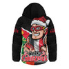 St Kilda Hooded Padded Jacket Santa Scoring Touchdown On Christmas Game Day