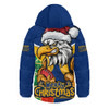 West Coast Eagles Hooded Padded Jacket Santa Scoring Touchdown On Christmas Game Day
