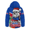 Western Bulldogs Hooded Padded Jacket Santa Scoring Touchdown On Christmas Game Day
