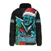 Port Adelaide Padded Jacket Santa Scoring Touchdown On Christmas Game Day