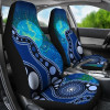 Australia Aboriginal Car Seat Covers - Australia Indigenous Flag Circle Dot Painting Art (Blue)