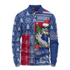 Western Bulldogs Long Sleeve Polo Shirt Merry Christmas Knit Style Festive Spirit