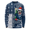 Geelong Cats Long Sleeve T-shirt Merry Christmas Knit Style Festive Spirit
