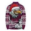 Manly Warringah Sea Eagles Long Sleeve Polo Shirt Ugly Knit Style For Christmas Game Fans