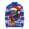 Newcastle Knights Long Sleeve Polo Shirt Ugly Knit Style For Christmas Game Fans