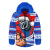 Newcastle Knights Hooded Padded Jacket Ugly Knit Style For Christmas Game Fans