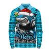 Cronulla-Sutherland Sharks Long Sleeve Polo Shirt Merry Christmas Game Day Knit Style Team Edition