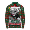 South Sydney Rabbitohs Long Sleeve Polo Shirt Merry Christmas Game Day Knit Style Team Edition