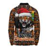 Wests Tigers Long Sleeve Polo Shirt Merry Christmas Game Day Knit Style Team Edition