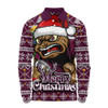 Queensland Maroons Long Sleeve Polo Shirt Merry Christmas Game Day Knit Style Team Edition
