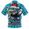 Cronulla-Sutherland Sharks Zip Polo Shirt Merry Christmas Game Day Knit Style Team Edition