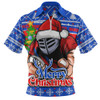 Newcastle Knights Zip Polo Shirt Merry Christmas Game Day Knit Style Team Edition Newcastle Knights Zip Polo Shirt Merry Christmas Game Day Knit Style Team Edition
