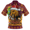 Brisbane Broncos Zip Polo Shirt Merry Christmas Game Day Knit Style Team Edition