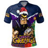 Melbourne Storm Polo Shirt Santa Scoring Touchdown On Christmas Game Day