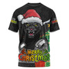 Penrith Panthers T-Shirt Santa Scoring Touchdown On Christmas Game Day